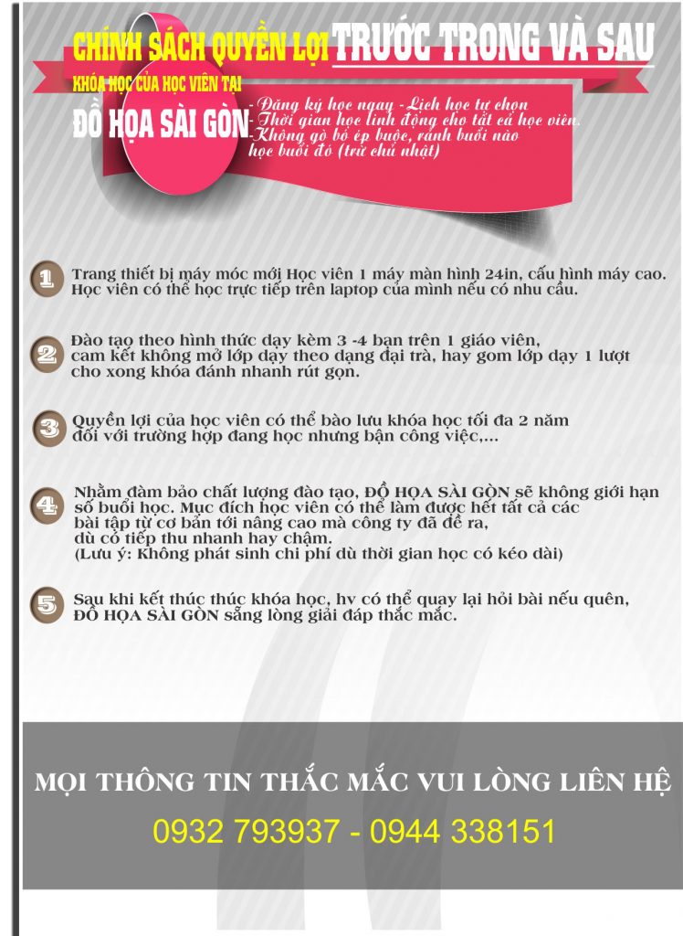 CHÍNH SÁCH QUYỀN LỢI KHI THAM GIA HỌC TẠI ĐỒ HỌA SÀI GÒN