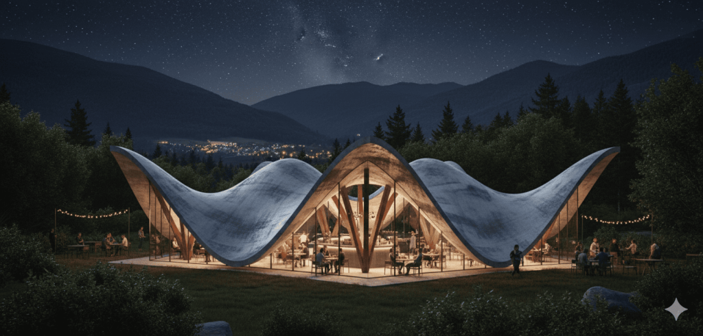 model-sketchup-cong-trinh-nha-cafe